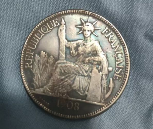 法属印度支那1908年坐洋币