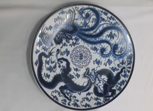 青花龙凤纹盘