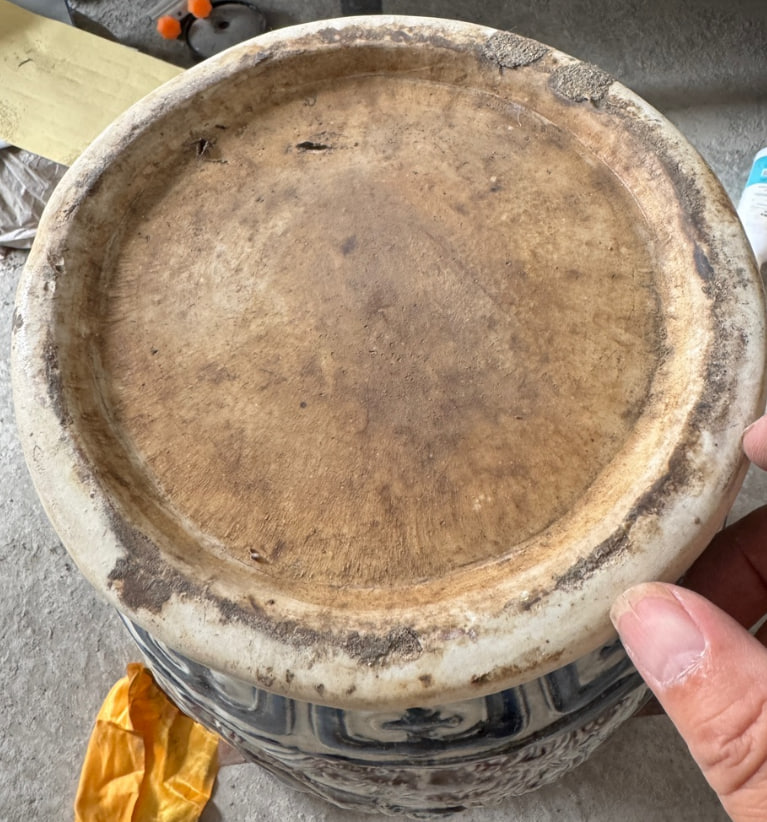 青花釉里红人物盖罐