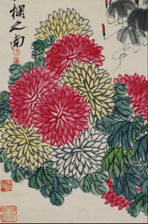 《多子多寿菊延年》立轴画作